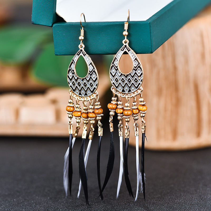 Women's Bohemian Ethnic Tassel Blue Ear Vintage Earrings