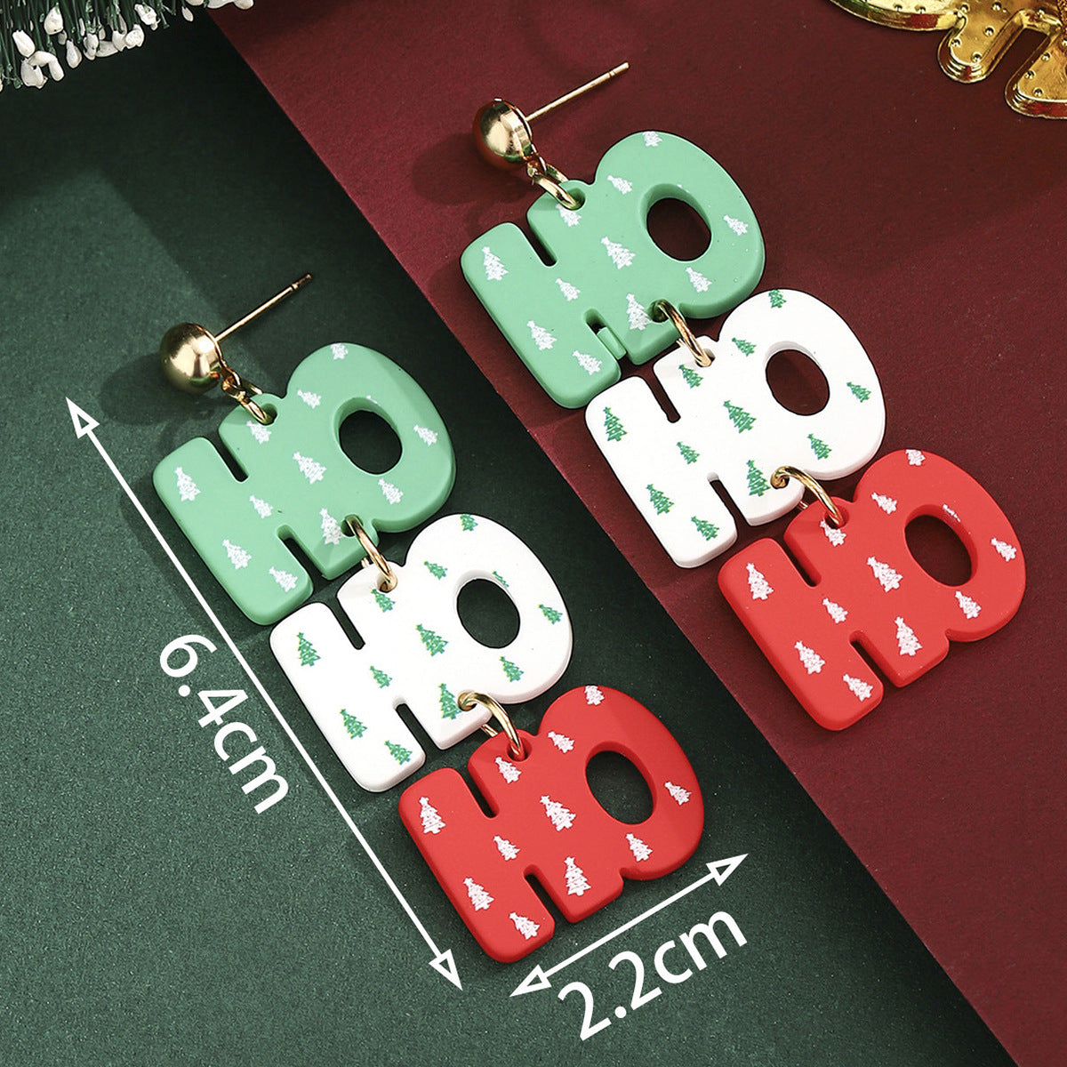 Cross-Border Personalized Christmas Alloy Earrings Christmas Hat Colorful Star Dot Diamond Christmas Tree Elk Gingerbread Man Earrings