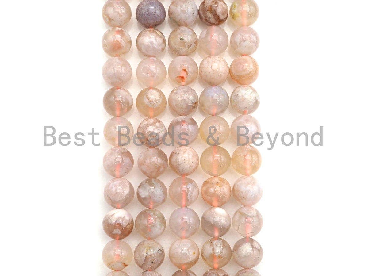High Quality Cherry Blossom Agate beads, 8mm/10mm Round Natural Pink Flower agate Beads, 16" Full strand, sku#UA56