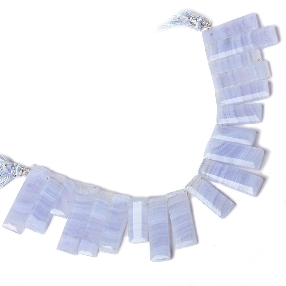 12x6-27x7mm Blue Lace Agate Top Drill Bevel Faceted Rectangles 8 inch 26 pcs AA