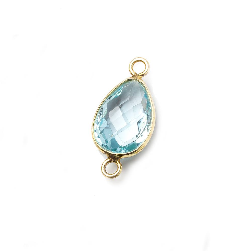 12x9mm Vermeil Bezel Sky Blue Topaz faceted pear Petite Connector 1 piece