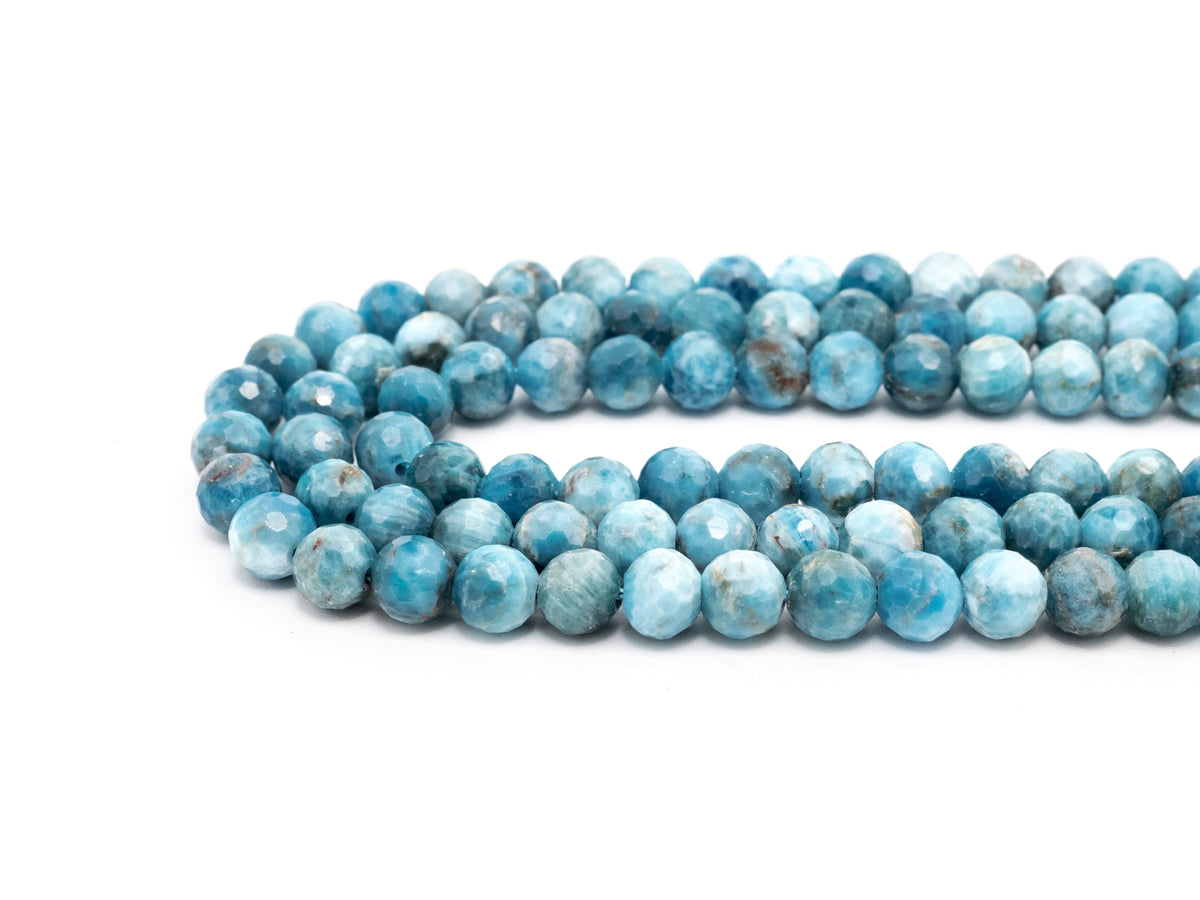 High Quality Natural Blue Apatite Faceted beads, 6mm/8mm/10mm Round Apatite beads,15.5inch full strand, SKU#U237