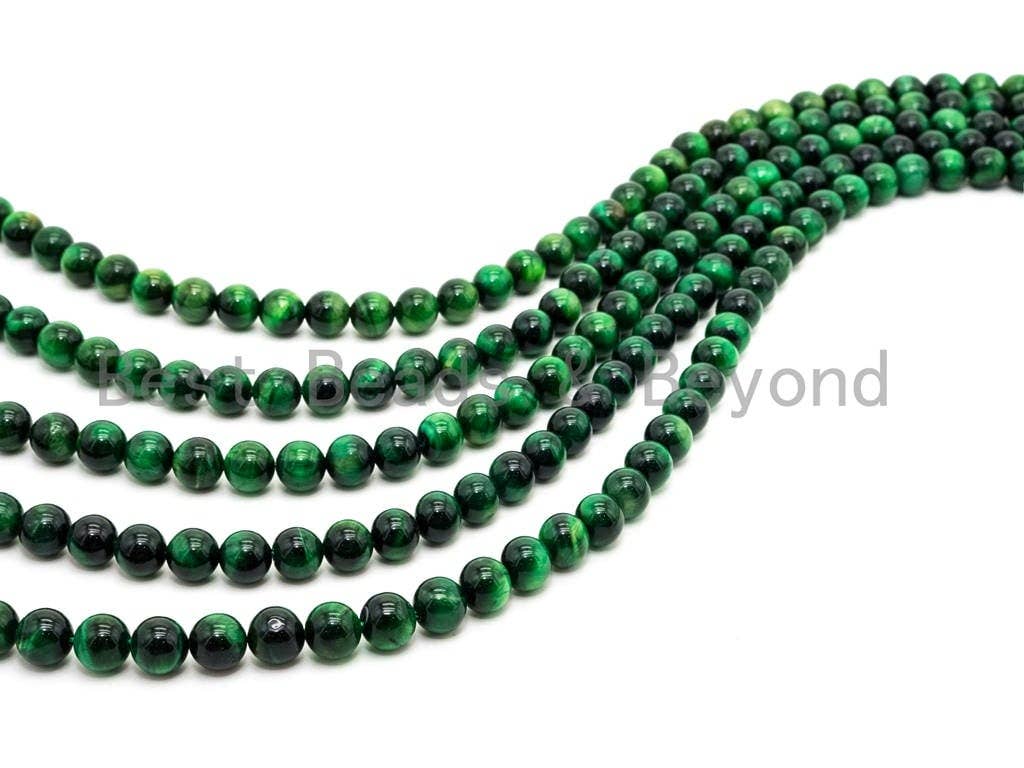 High Quality Natural Green Tiger Eye Round  Beads, 4mm/6mm/8mm/10mm/12mm/14mm Round Beads, Green Tiger Eye, 15.5'' Full strand, SKU#U68