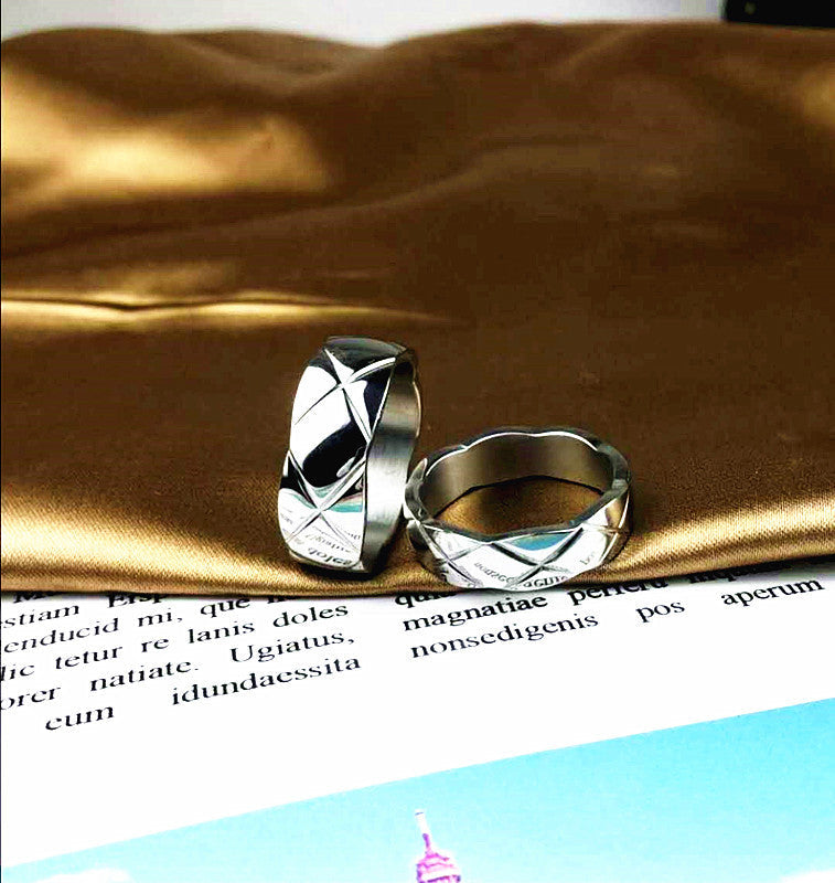 Classic Style Diamond Plaid Female Cold Wind Index Finger Male Ring