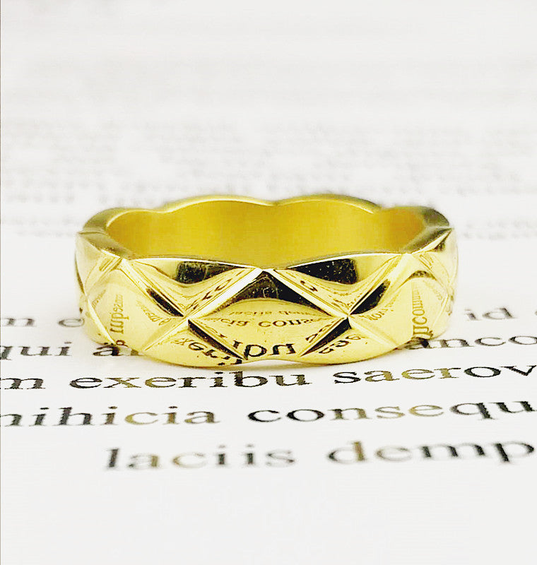 Classic Style Diamond Plaid Female Cold Wind Index Finger Male Ring