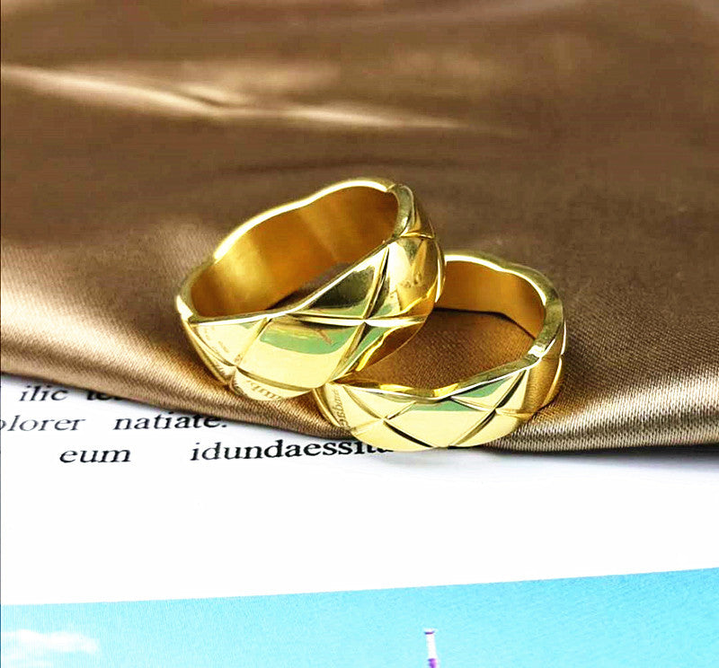 Classic Style Diamond Plaid Female Cold Wind Index Finger Male Ring