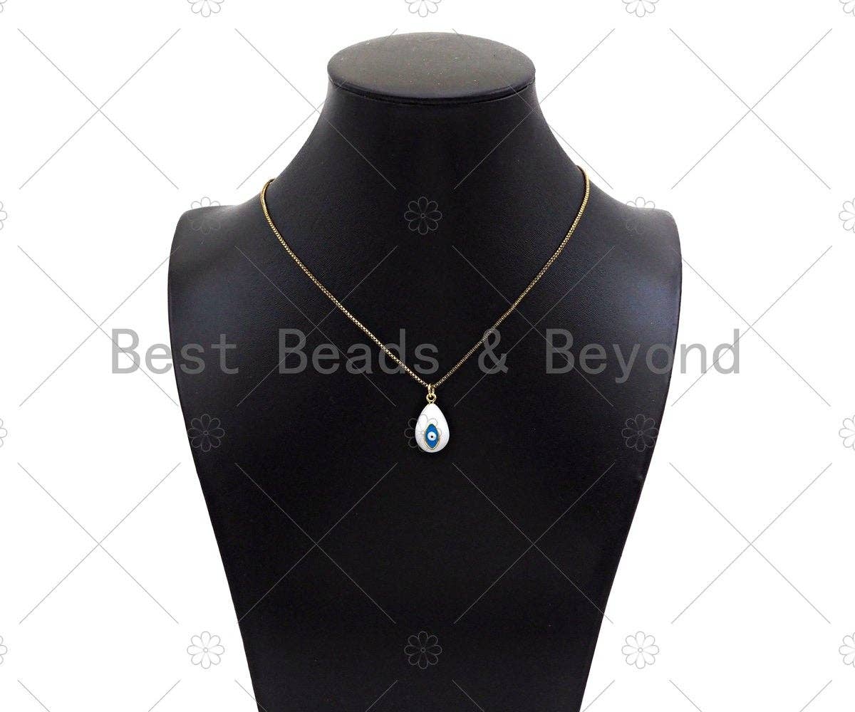 Colorful Enamel Evil Eye Teardrop Shape Pendant, 18K Gold Filled Enamel Evil Eye Charm,11x20mm,Sku#F1403
