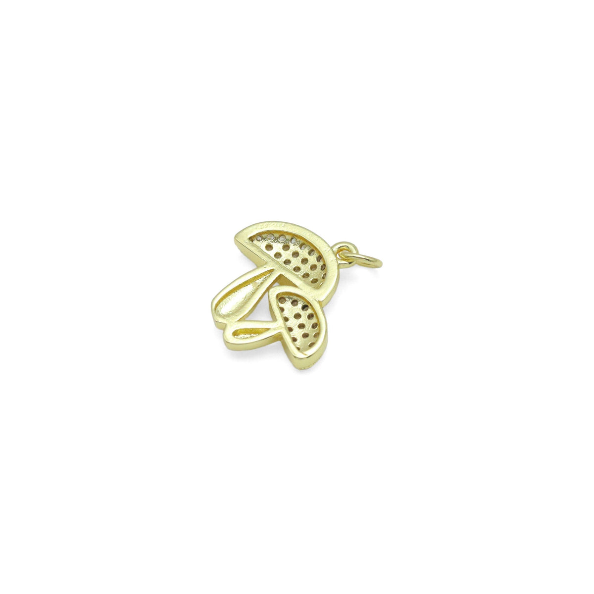 Clear CZ Gold Mushroom Shape Charm Pendant, Sku#LX743