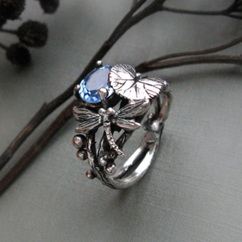 Women's Cheng Creative Dragonfly Lotus Vintage Thai Rings