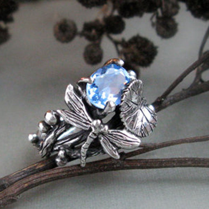 Women's Cheng Creative Dragonfly Lotus Vintage Thai Rings