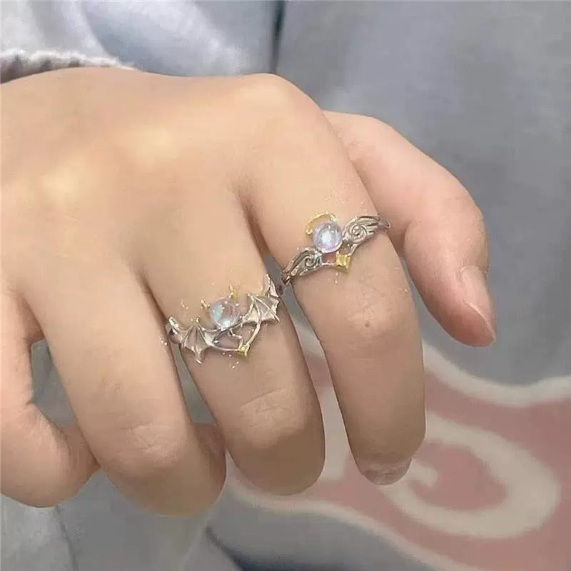 Angel  Devil Couple  Best Friend Rings, Cool Punk Style, Adjustable Size, Birthday Gift