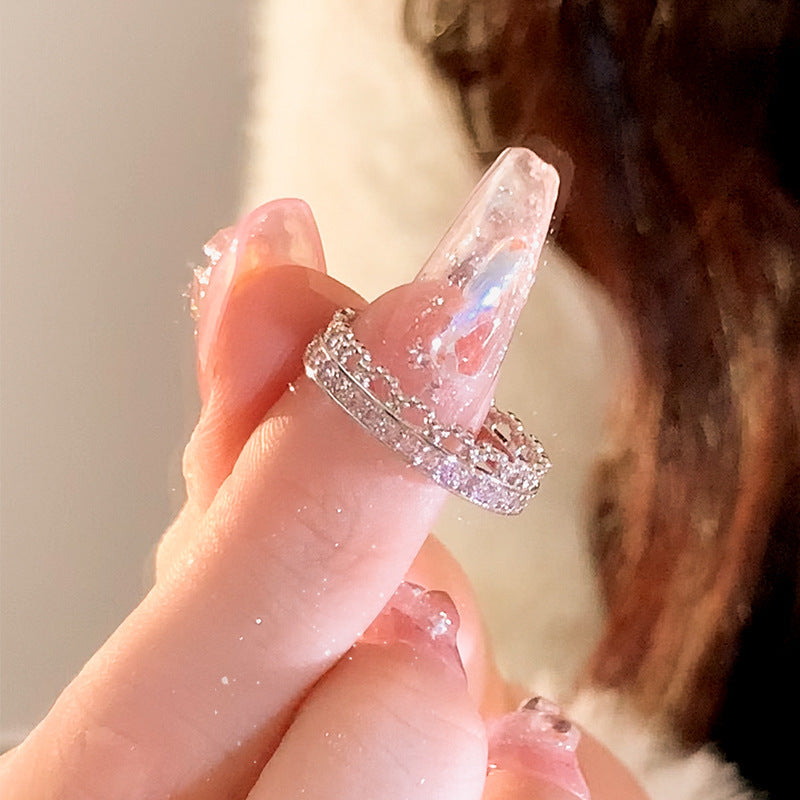 Surround Heart Ring For Women 2026 Spring Summer New, Cute Cool Y2K Style Niche Internet Famous Adjustable Open Band