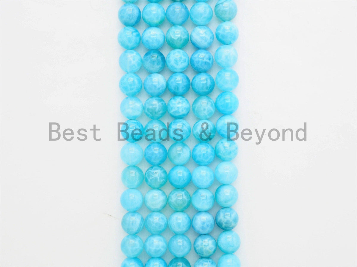 High Quality Chalcedony Beads, Round Smooth 6mm/8mm/10mm/12mm/14mm Natural BLUE Gemstone beads,Blue Beads, 15.5inch strand, SKU#U354