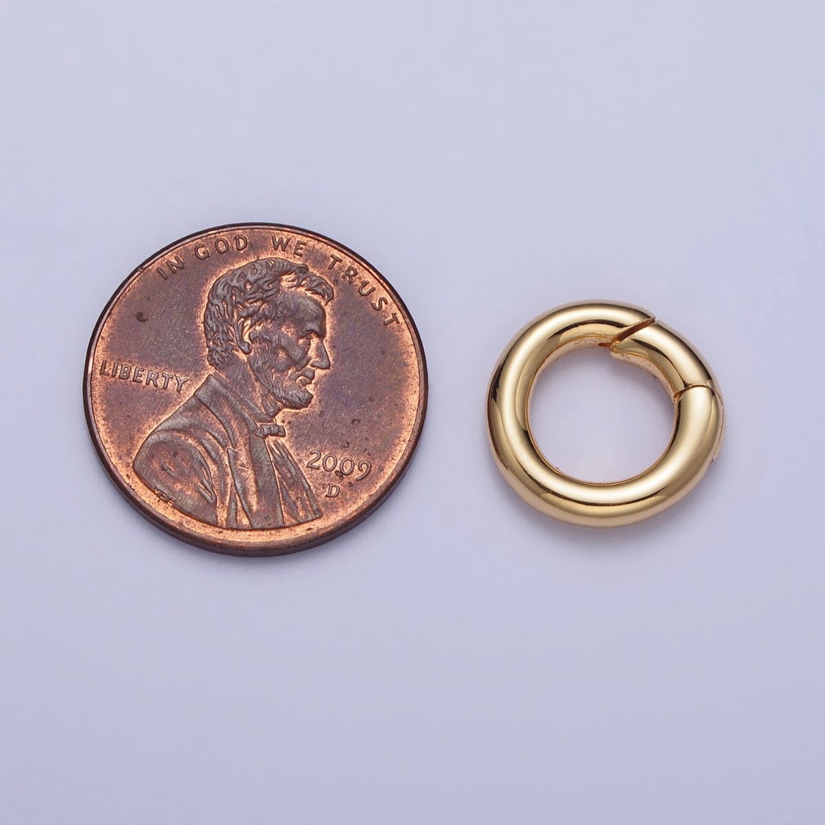 13mm Gold Rounded Push Spring Gate Ring Jewelry Making Closure Enhancer Supply | Z-105