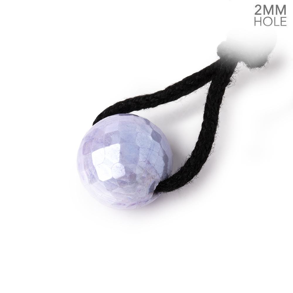 13mm Mystic Purple Moonstone 2mm Large Hole Faceted Round Bead Focal 1 piece