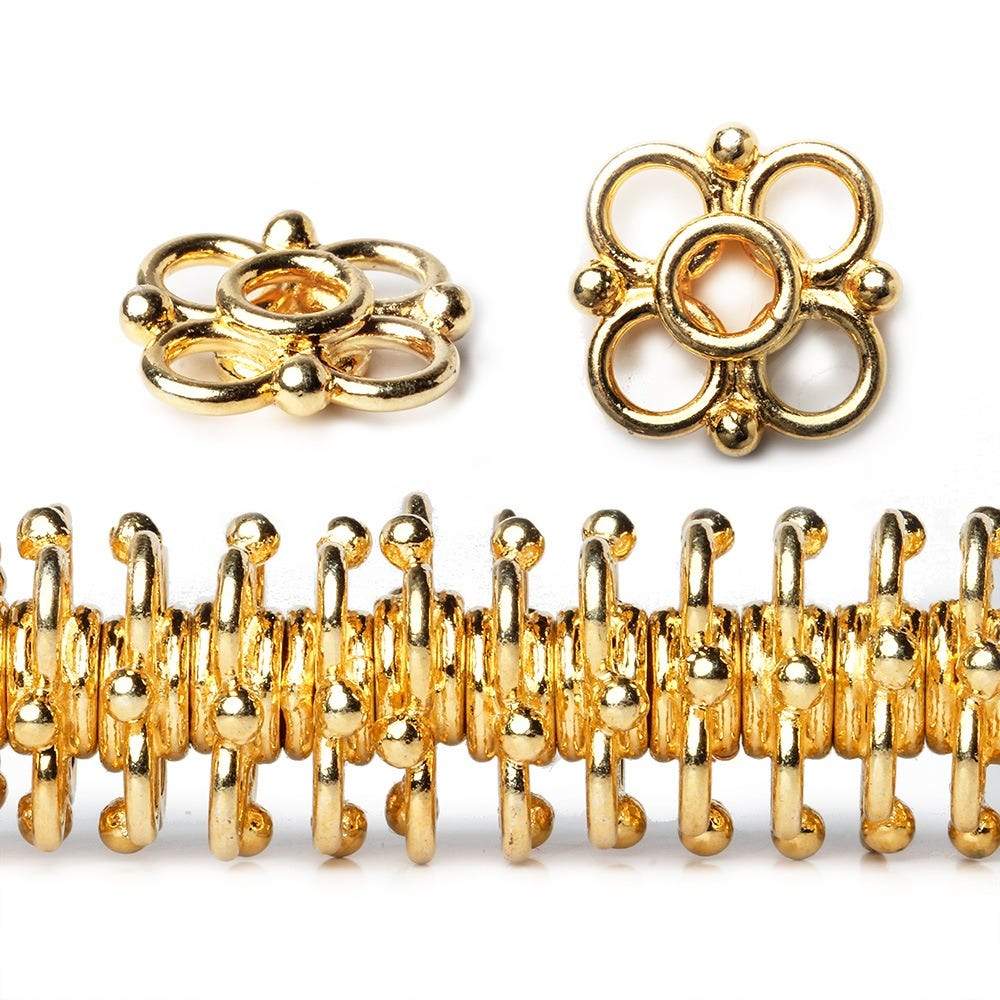 13mm Quatrefoil with 2mm Large Hole Spacers 8 inch 61 Beads