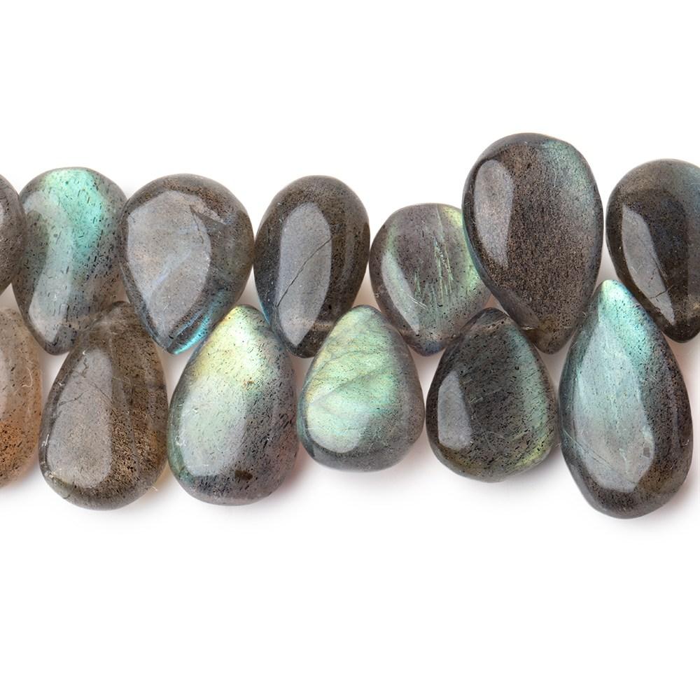 12x8-16x9mm Labradorite Plain Pear Beads 8 inch 44 pieces A Grade