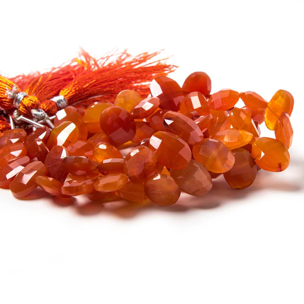 13x10mm Dark Carnelian side drilled Faceted Cushion Beads 7 inch 18 pieces