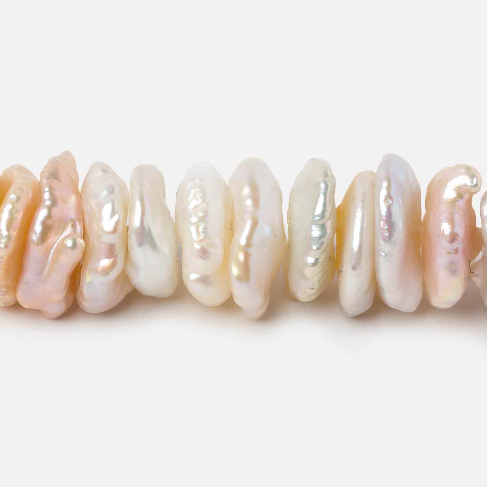13x11-15x13mm Tri-Color Center Drilled Keshi Freshwater Pearls 16 inch 86 beads