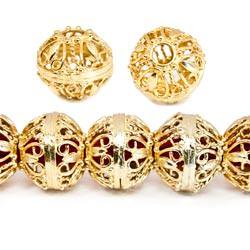 13x15mm 22kt Gold Plated Copper Heart Filigree Round Bead *DISCONTINUED*