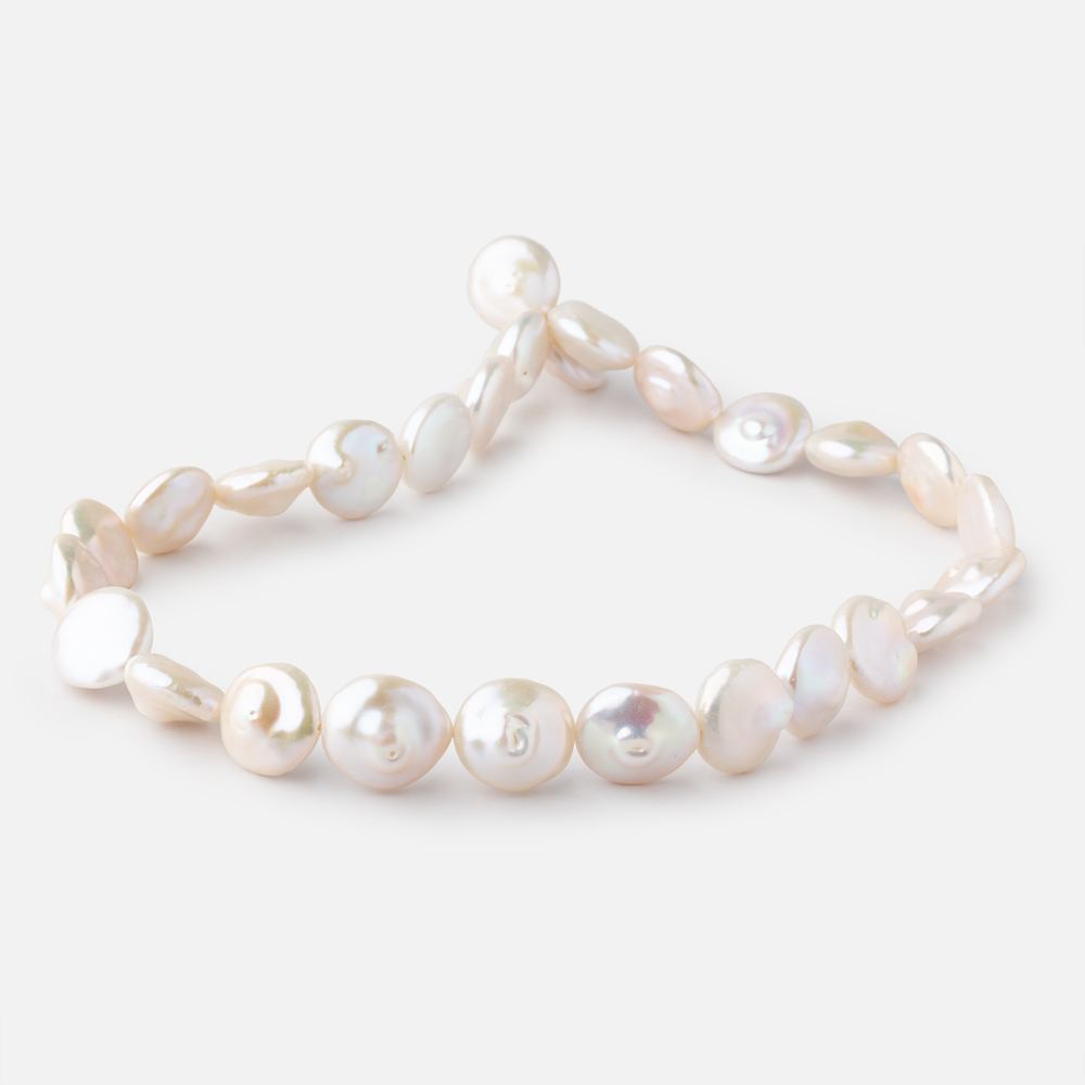 14-15mm Creamy White Coin Freshwater Pearls 16 inch 27 pieces