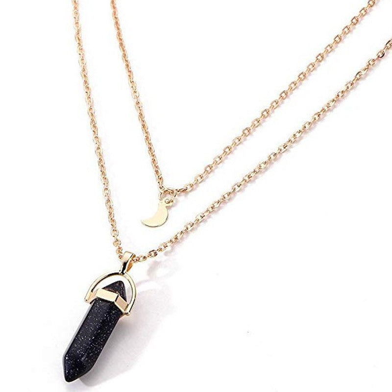 Fashion Simple Jewelry Moon Hexagon Prism Necklaces