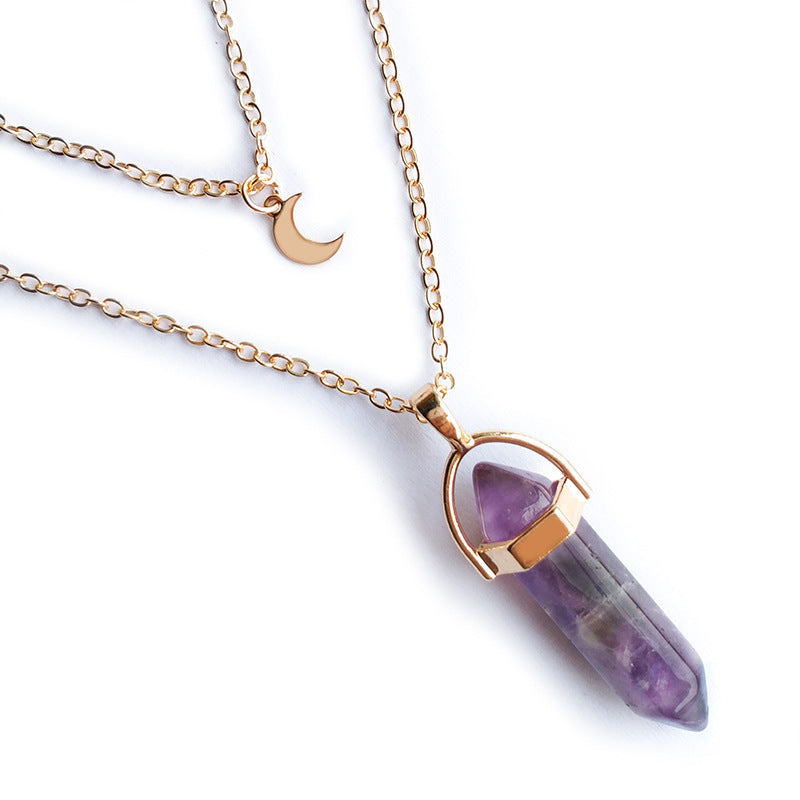 Fashion Simple Jewelry Moon Hexagon Prism Necklaces