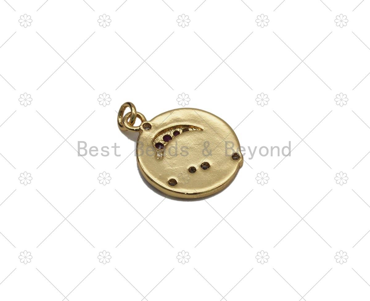 CZ Micro Pave Dolphin On Enamel Round Coin Shape Pendant,18K Gold Filled Dolphin Charm, Necklace Bracelet Charm Pendant, Sku#JD16