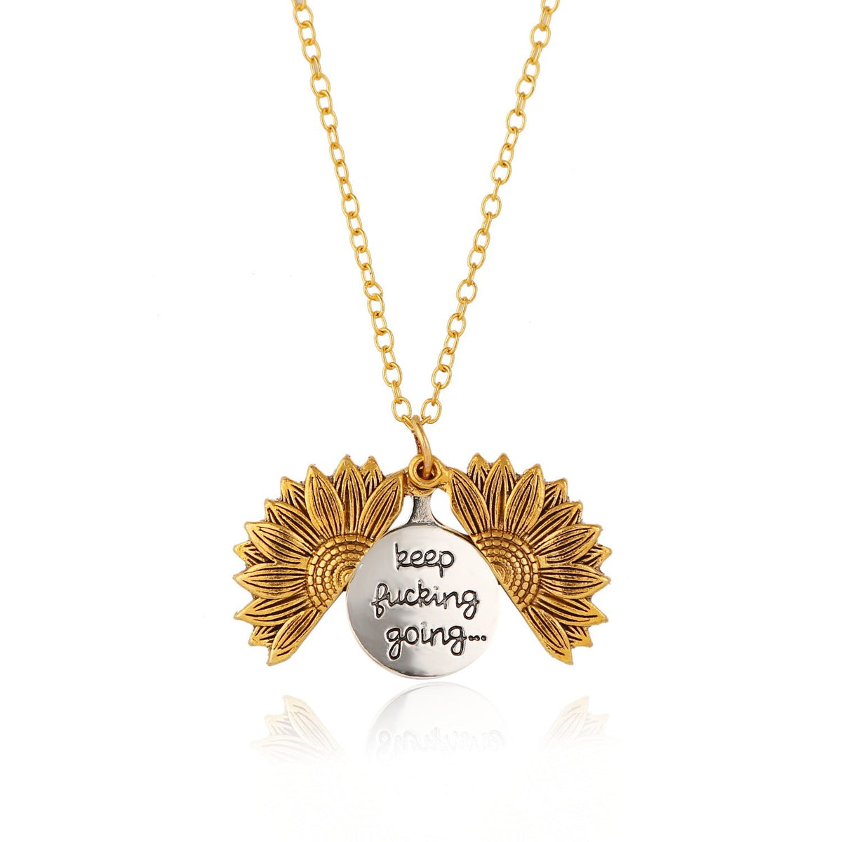 Ornament Sun Open Lettering Sunflower Alloy Necklaces