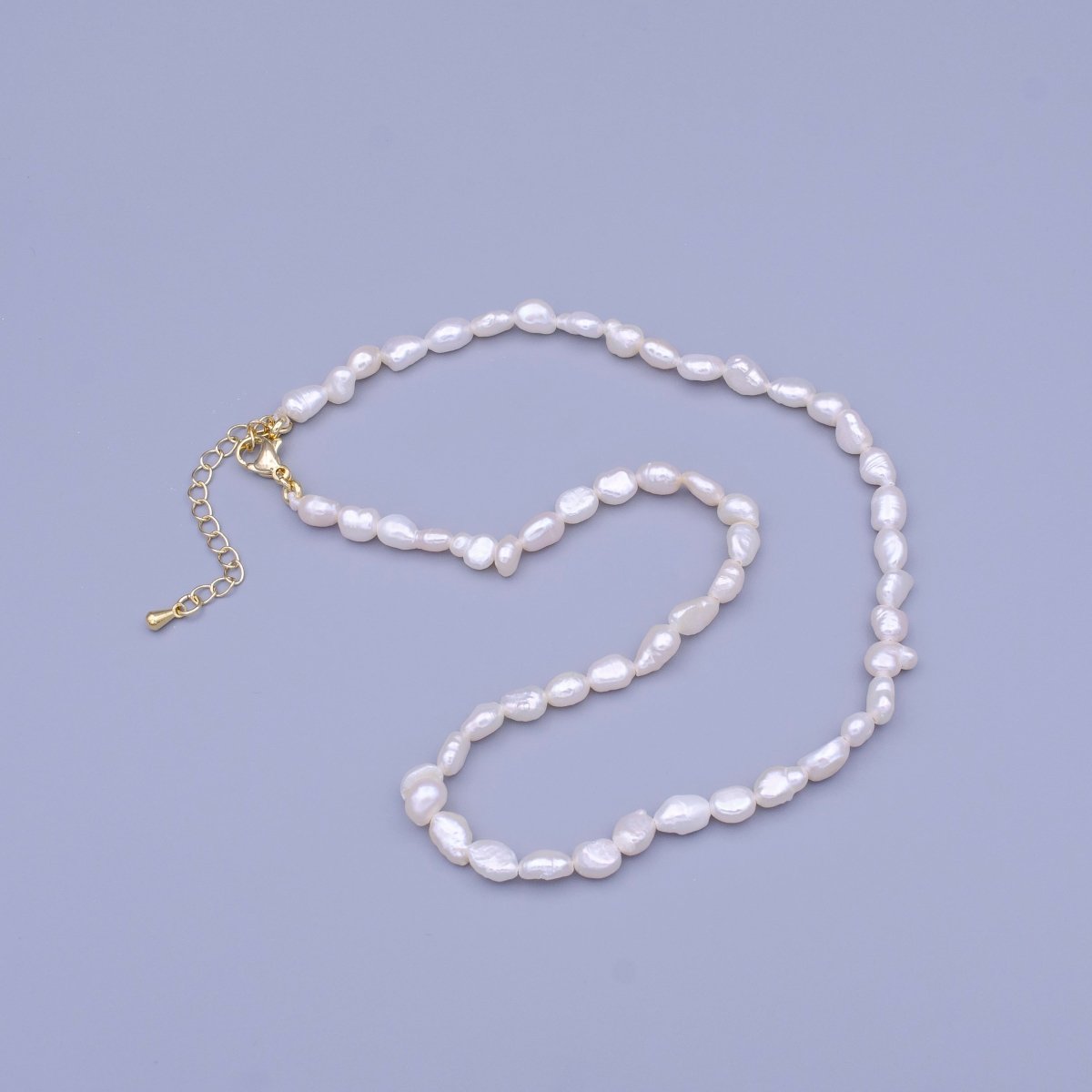 14.5 Inch White Freshwater Pearl 5mm Gold Filled Choker Necklace | WA-1449 Clearance Pricing