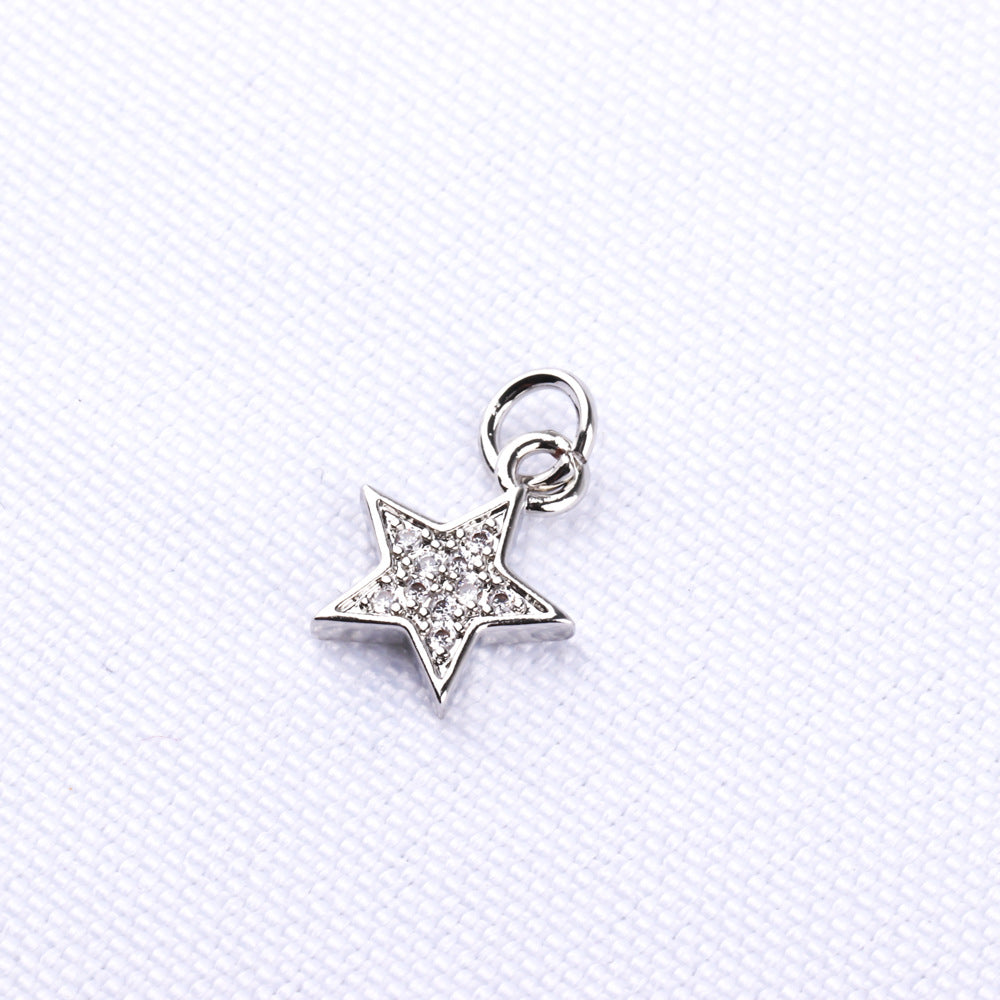Handmade Five-pointed Star Female Micro Inlaid Zircon Electroplated Brass Necklace