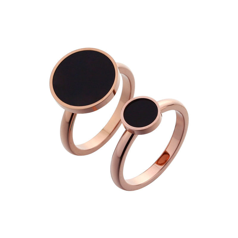 Women's Style Fashionable Black Round Index Finger Titanium Steel Plating Color Rings