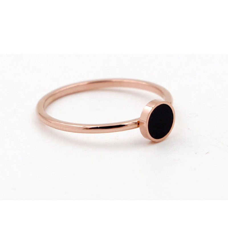 Women's Style Fashionable Black Round Index Finger Titanium Steel Plating Color Rings