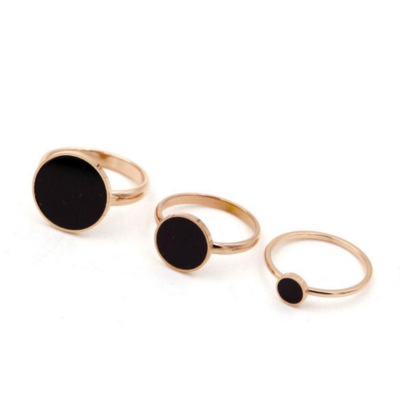 Women's Style Fashionable Black Round Index Finger Titanium Steel Plating Color Rings