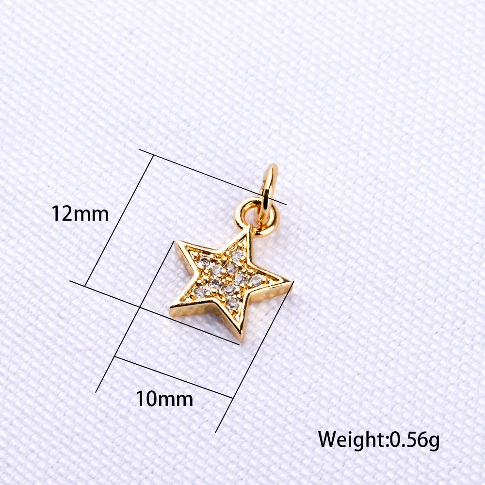 Handmade Five-pointed Star Female Micro Inlaid Zircon Electroplated Brass Necklace