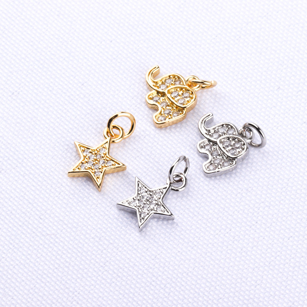 Handmade Five-pointed Star Female Micro Inlaid Zircon Electroplated Brass Necklace