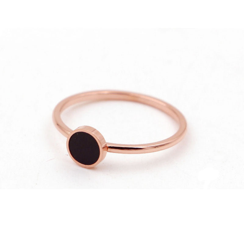 Women's Style Fashionable Black Round Index Finger Titanium Steel Plating Color Rings