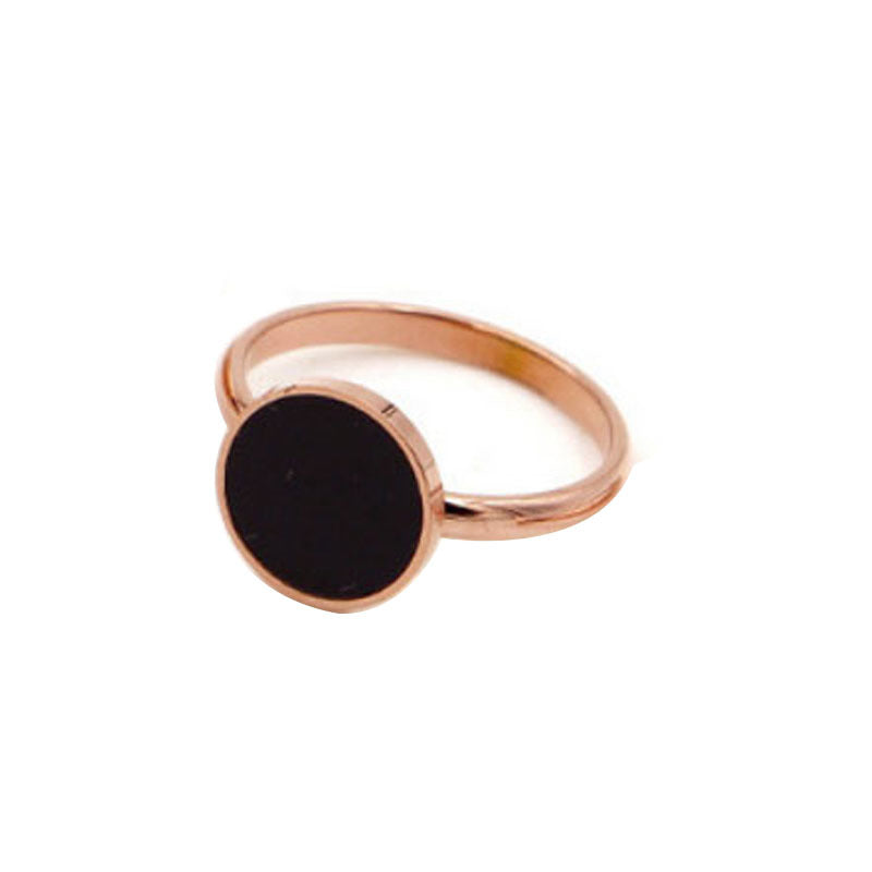 Women's Style Fashionable Black Round Index Finger Titanium Steel Plating Color Rings