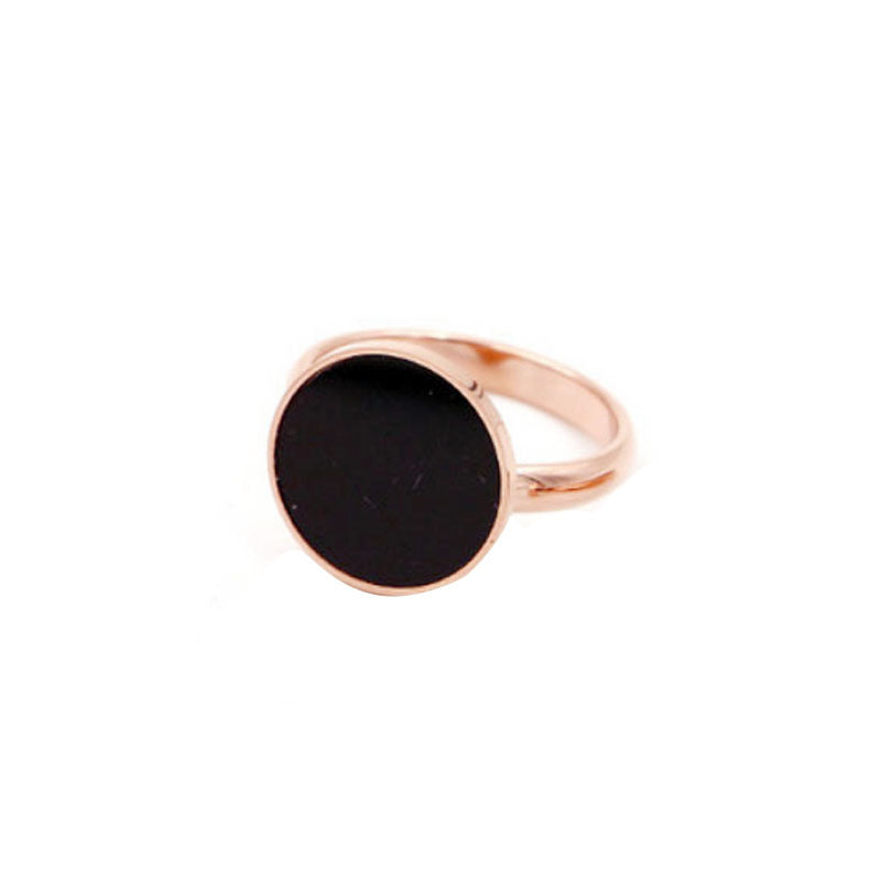 Women's Style Fashionable Black Round Index Finger Titanium Steel Plating Color Rings