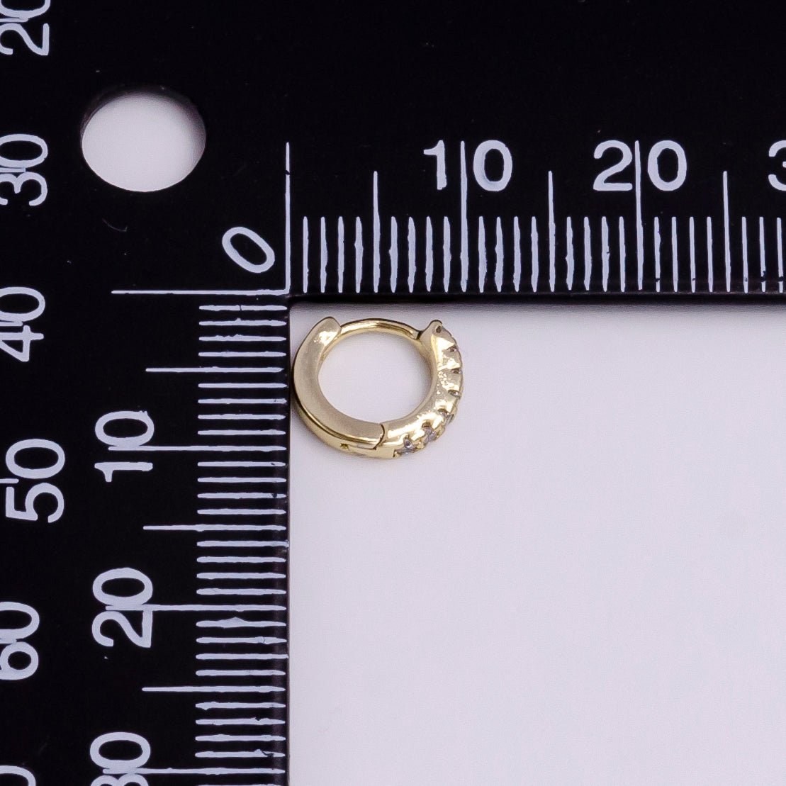 14K Gold Filled 10mm Mini Clear Micro Paved CZ Cartilage Huggie Earrings | AD1025