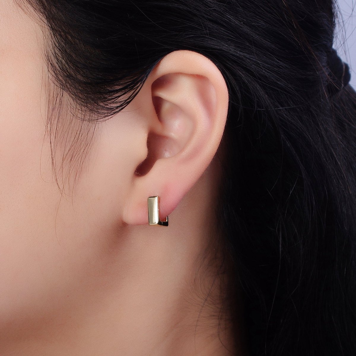 14K Gold Filled 10mm Mini Square Cartilage Huggie Hoop Earrings | AB-237