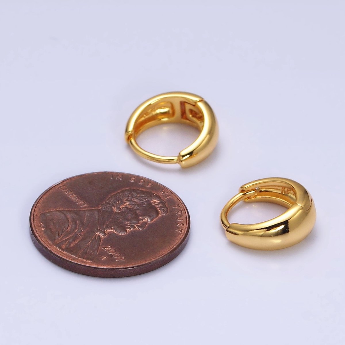 14K Gold Filled 11mm Mini Round Dome Cartilage Huggie Earrings | AD1372