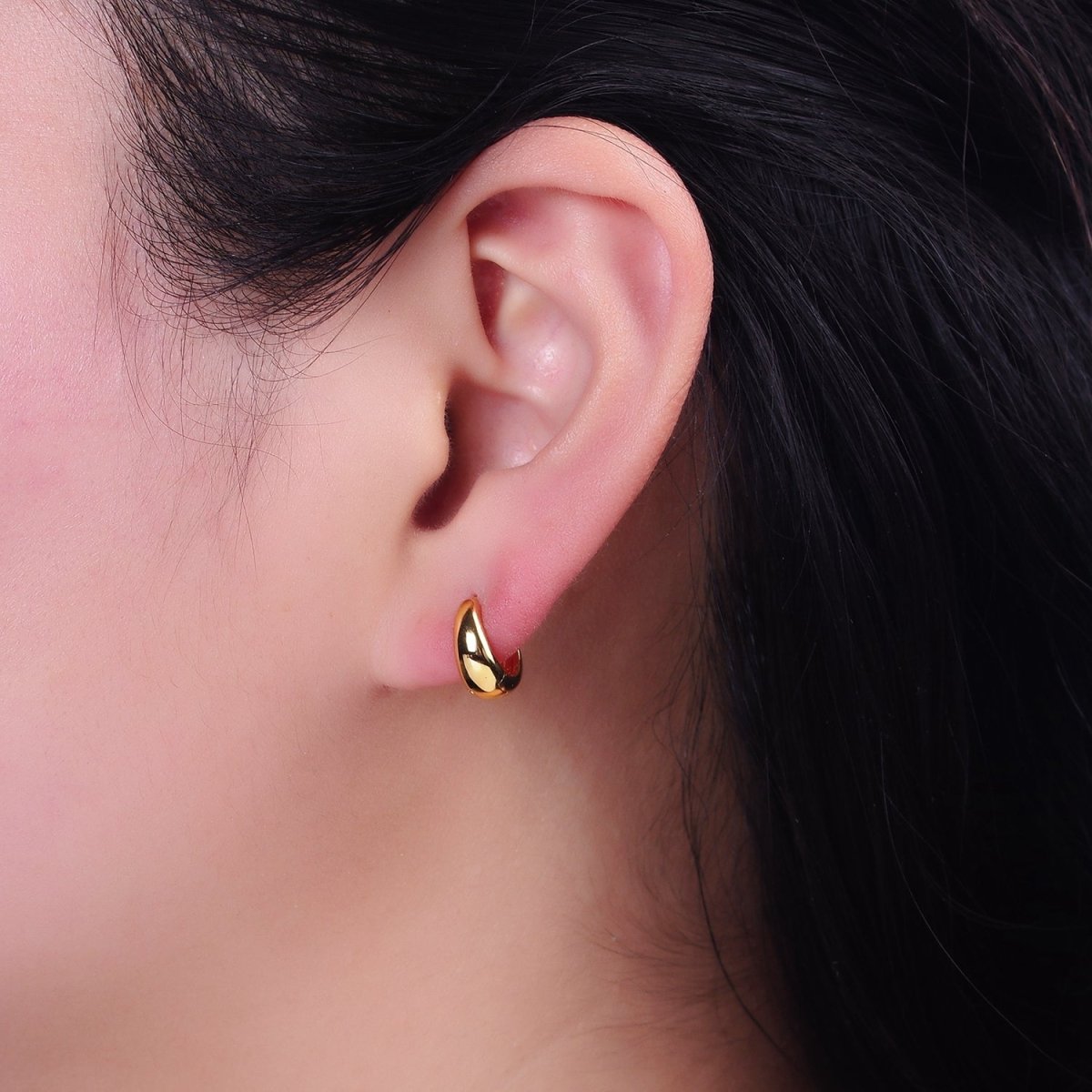 14K Gold Filled 11mm Mini Round Dome Cartilage Huggie Earrings | AD1372