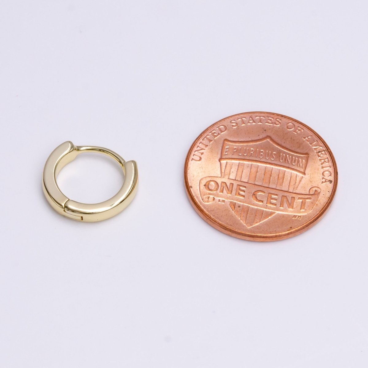 14K Gold Filled 12mm Mini Flat Minimalist Cartilage Huggie Earrings | AD-463