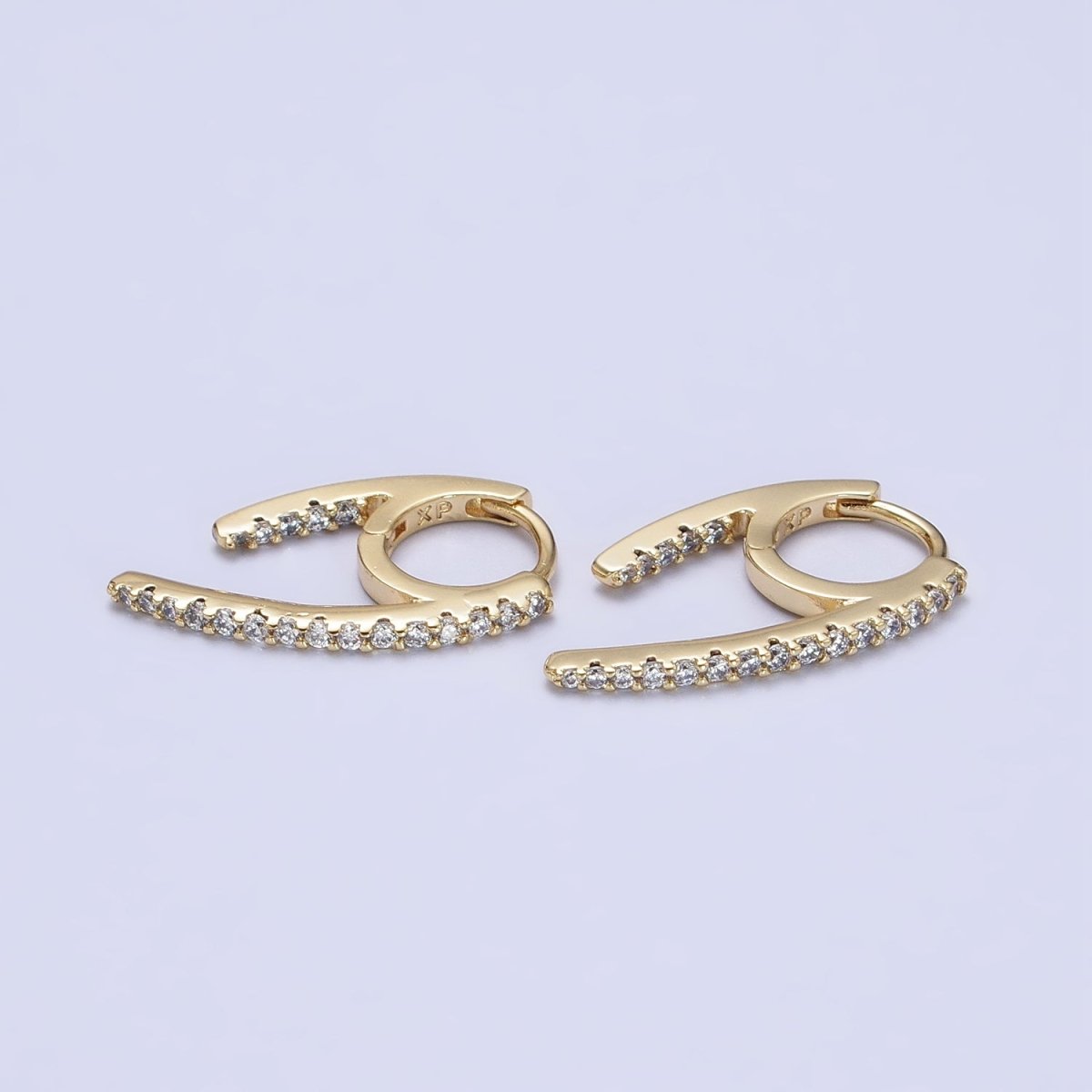 14K Gold Filled 13.5mm Geometric Claw Micro Paved CZ Huggie Earrings | AB271