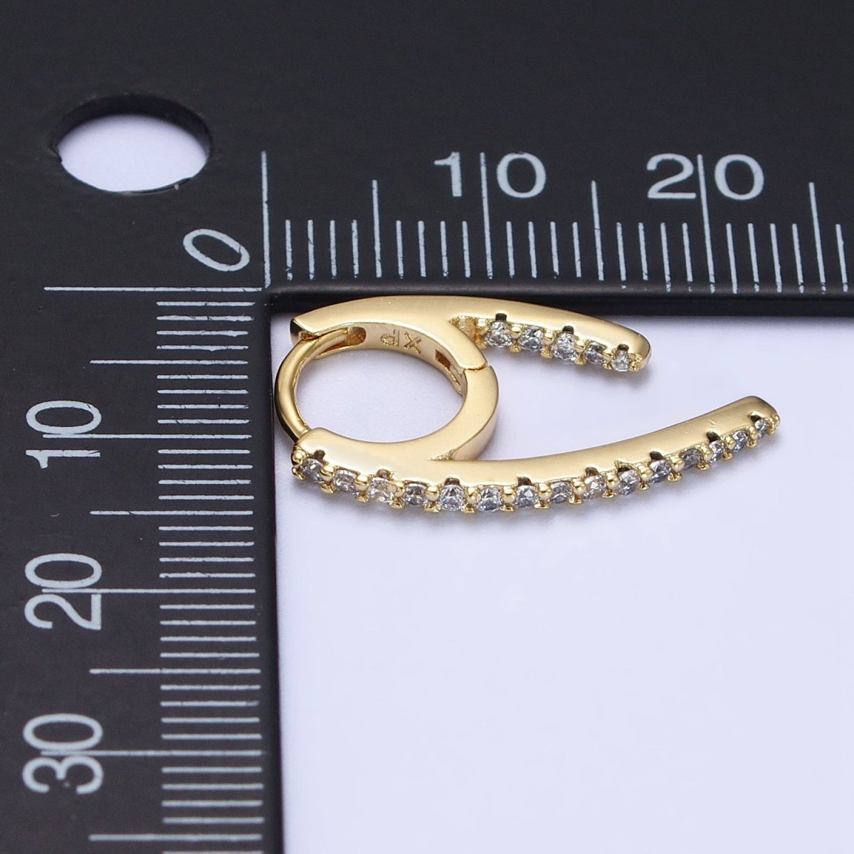 14K Gold Filled 13.5mm Geometric Claw Micro Paved CZ Huggie Earrings | AB271