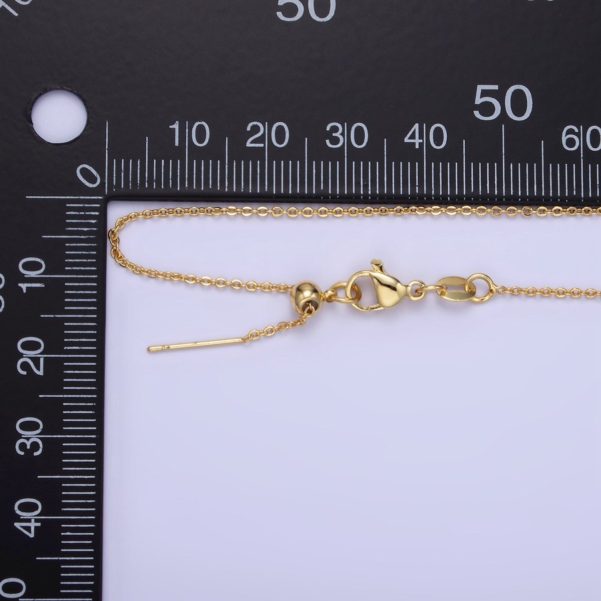 14K Gold Filled 1.3mm Cable Chain 17.3 Inch Slider Needle Adjustable Necklace | WA-2433