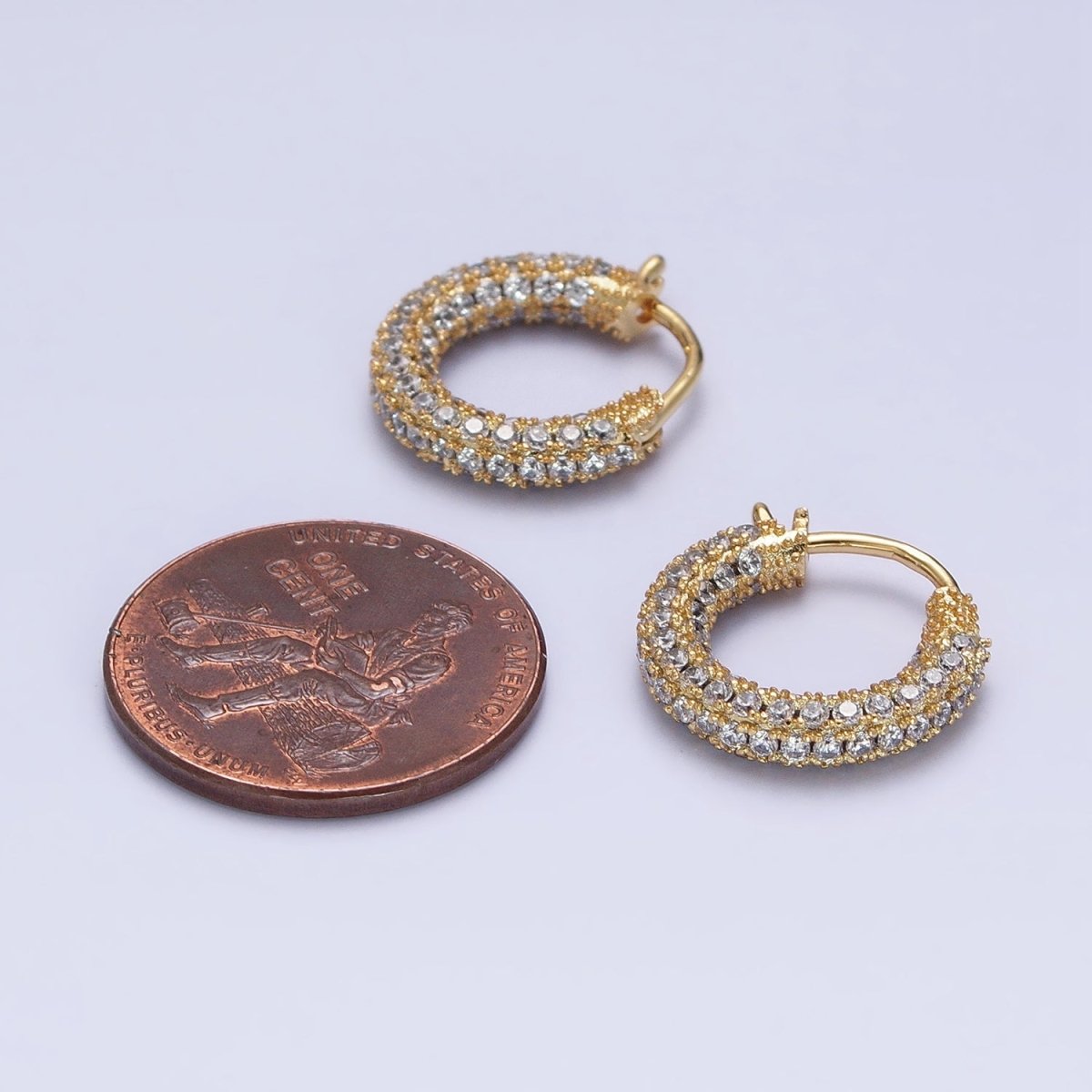 14K Gold Filled 14.5mm Micro Paved CZ Endless Hoop Huggie Earrings | AD1388
