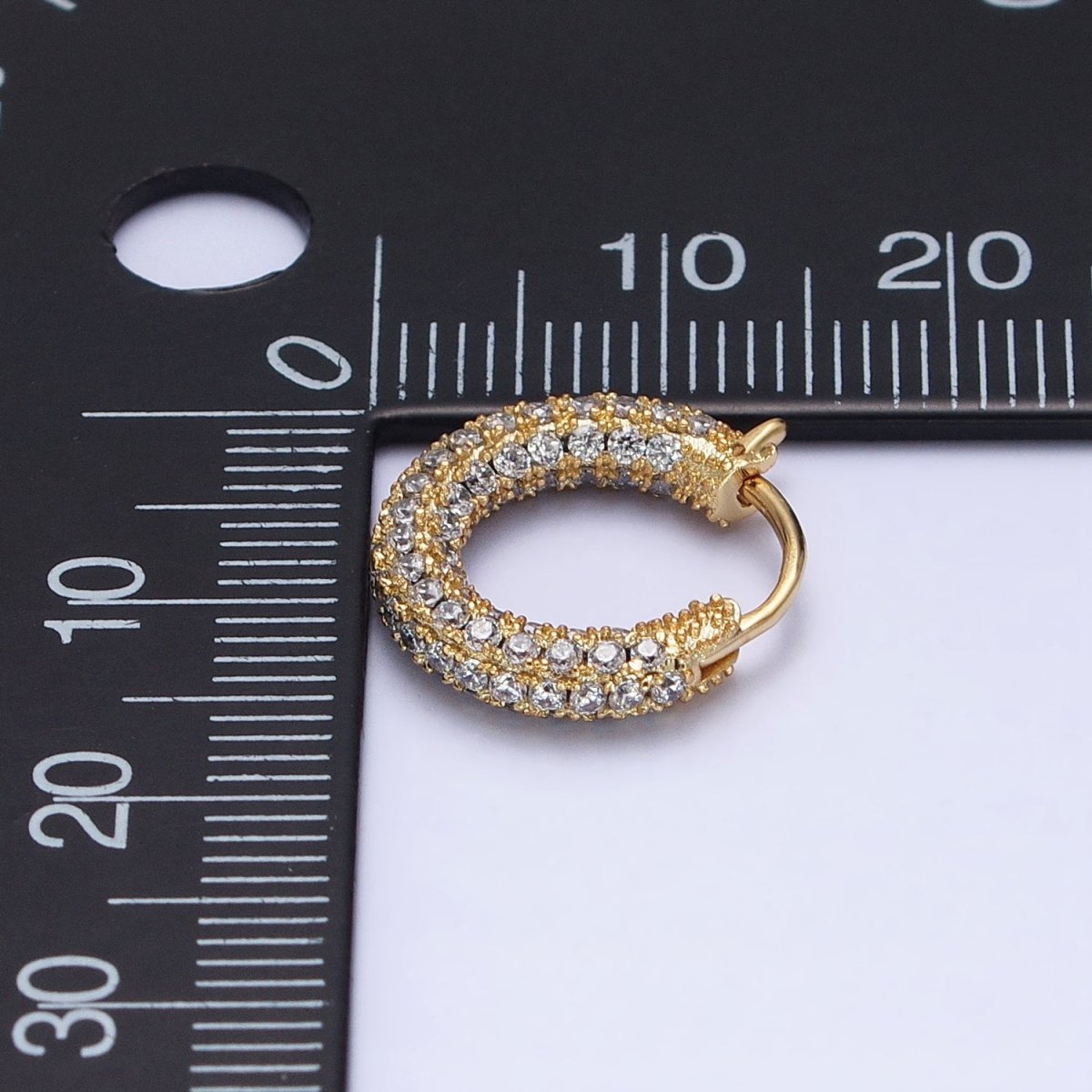 14K Gold Filled 14.5mm Micro Paved CZ Endless Hoop Huggie Earrings | AD1388