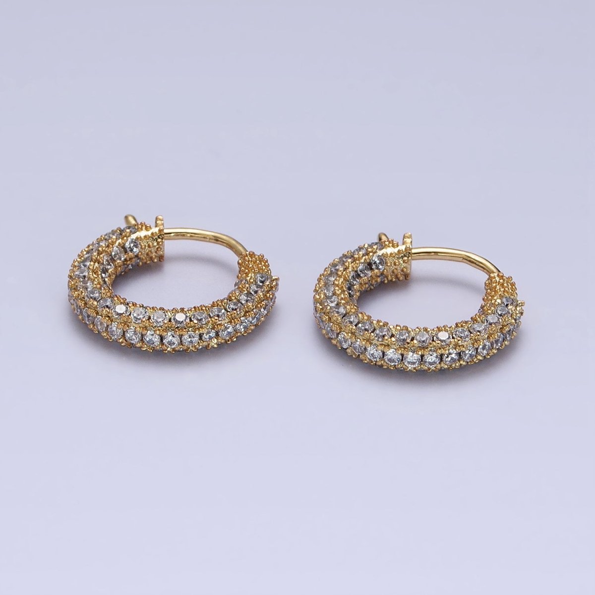 14K Gold Filled 14.5mm Micro Paved CZ Endless Hoop Huggie Earrings | AD1388